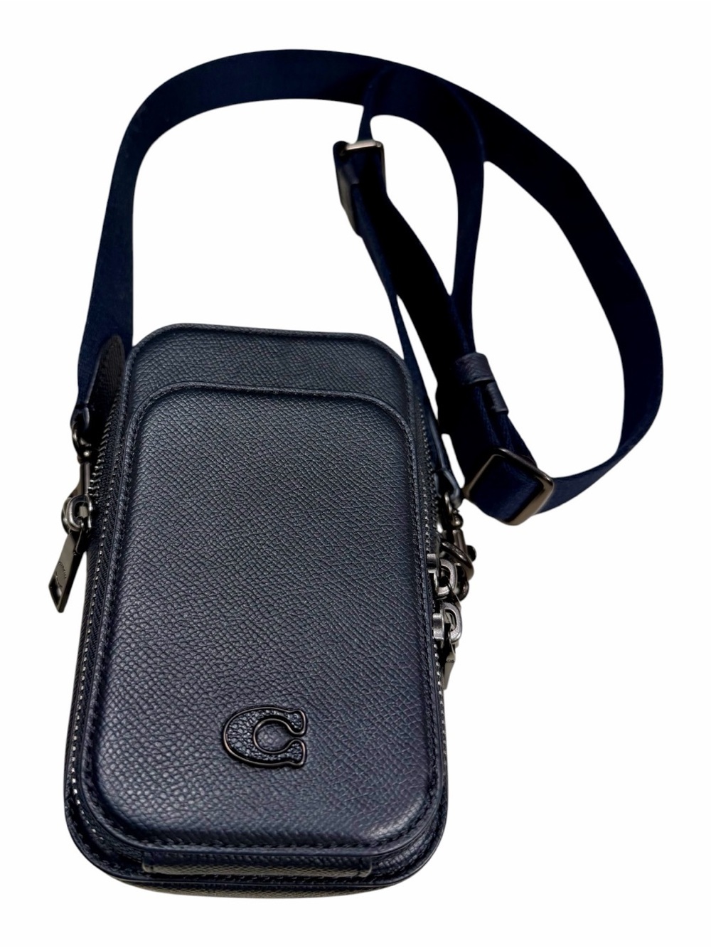 Coach Travel Phone Crossbody Pebbled Black Leather Crossbody Bag Structured - Picture 6 of 10